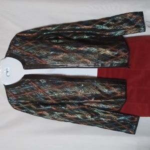 KUSHI LAMSKIN & MESH PEARL MULTI COLOR JACKET. SIZE L.